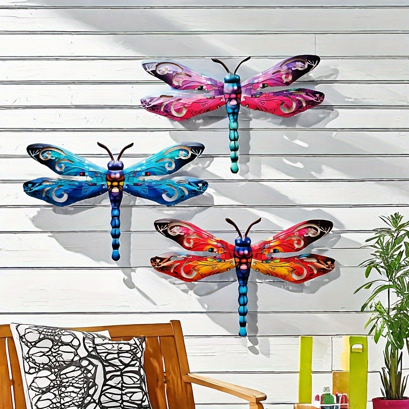 Decor de perete din fier cu libelulă pentru living