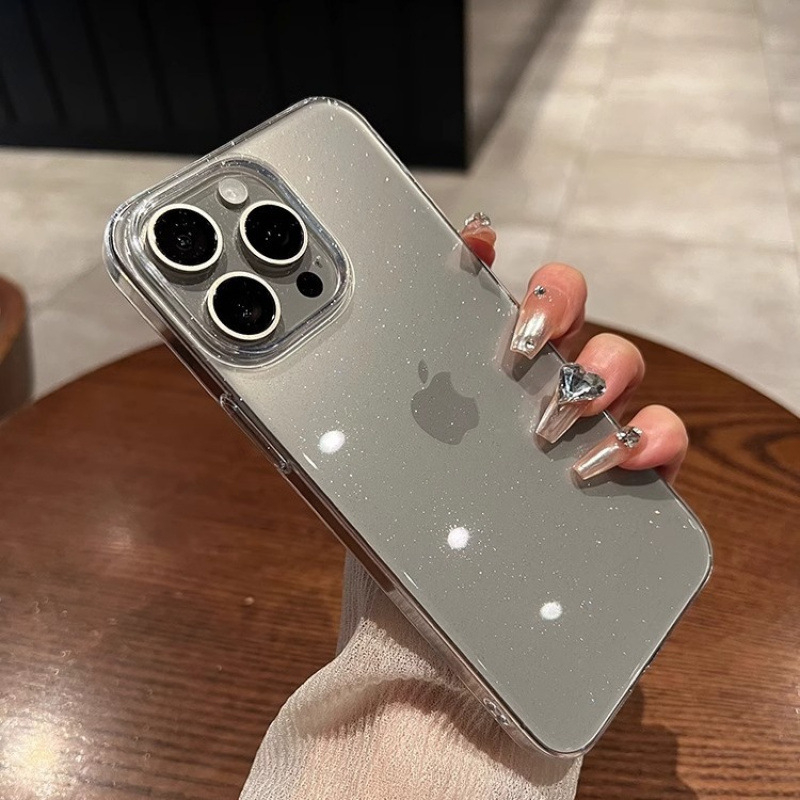 Husă protectoră PC transparentă cu strălucire pentru iPhone 17, 15, 13 și 16 – acoperire completă, anti-cădere, senzație premium