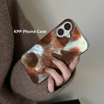 Husă pentru iPhone 16 Pro Max, gradient cafeniu retro, stil coreean inspirat, minimalist și transparent