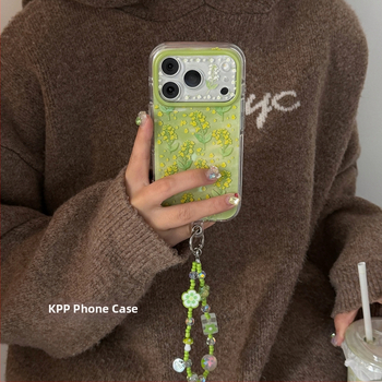 Husa de protecție KPP, stil Ins, cu floare de rapiță verde pentru iPhone 17 Pro și 17 Pro Max