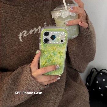 Husa de protecție KPP, stil Ins, cu floare de rapiță verde pentru iPhone 17 Pro și 17 Pro Max