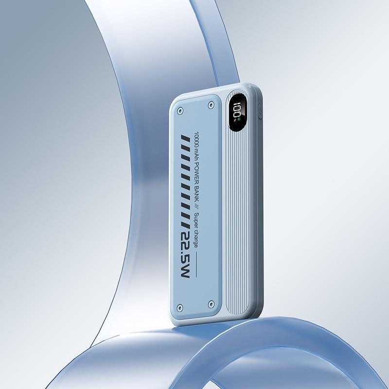 Baterie externă 20000 mAh cu încărcare rapidă bidirecțională de 22,5 W, ultra-subțire, cablu încorporat și afișaj digital