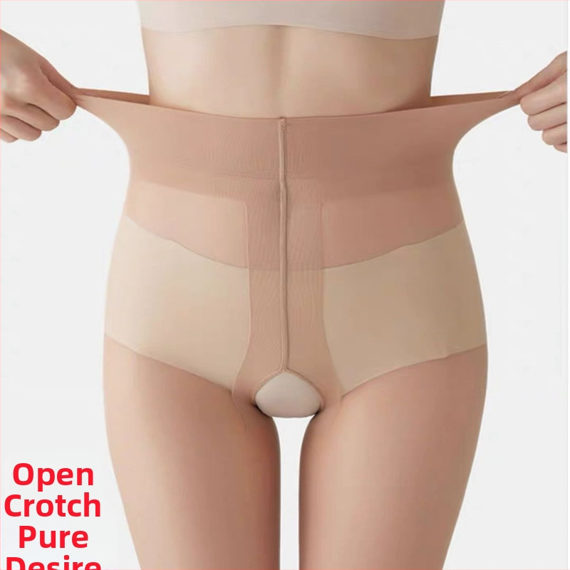 Dresuri transparente cu deschidere T la crotch, ultra-subțiri, atingere mătăsoasă, anti-rupturi, mărime mare, dres sexy pentru femei