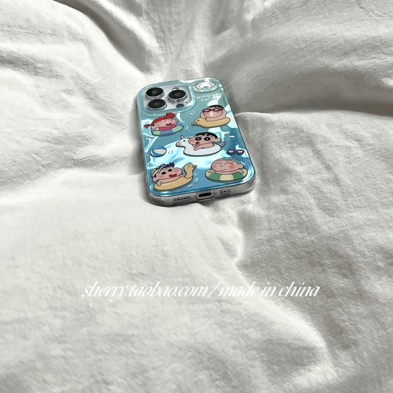 Husă pentru iPhone 15 Pro Max în stil Ins, drăguță, albastru cu model în valuri
