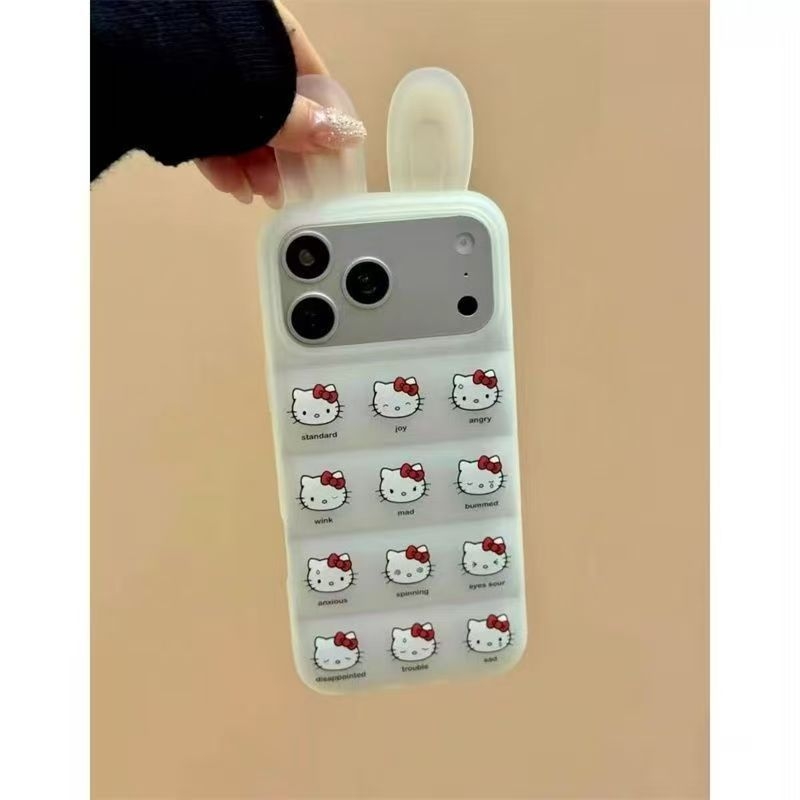 Carcasă pentru telefon cu urechi de iepure, stil KT pisică, compatibilă cu iPhone 17 Pro Max și modelele 16/15/14