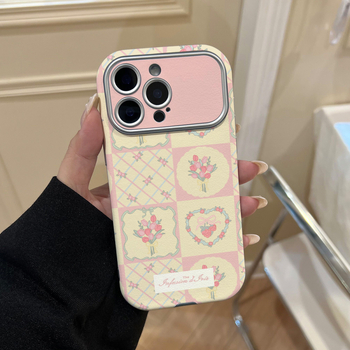 Husă TPU moale în stil Ins, cu model lalele roz și galbene, cu fereastră mare, pentru iPhone 17 și iPhone 16.