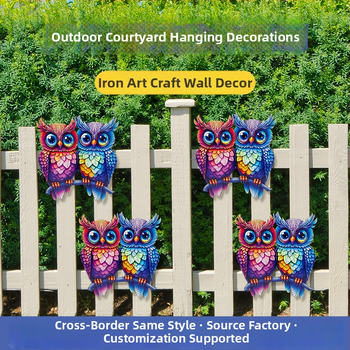 Decor pentru gard cu bufniță, stil american country, pentru exterior, artă metalică