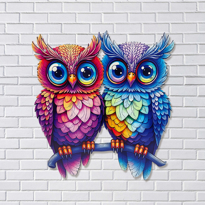 Decor pentru gard cu bufniță, stil american country, pentru exterior, artă metalică
