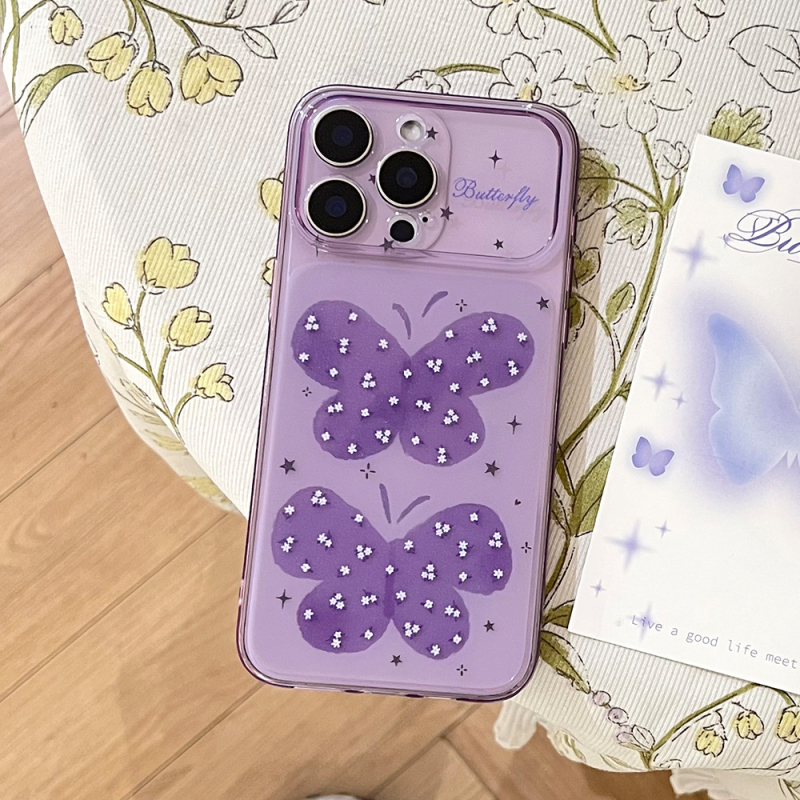 Carcasă pentru iPhone 17 cu luciu mov, fluture — schimbare instantanee, protecție completă, TPU mat