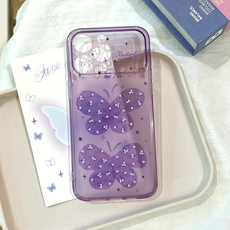 Carcasă pentru iPhone 17 cu luciu mov, fluture — schimbare instantanee, protecție completă, TPU mat