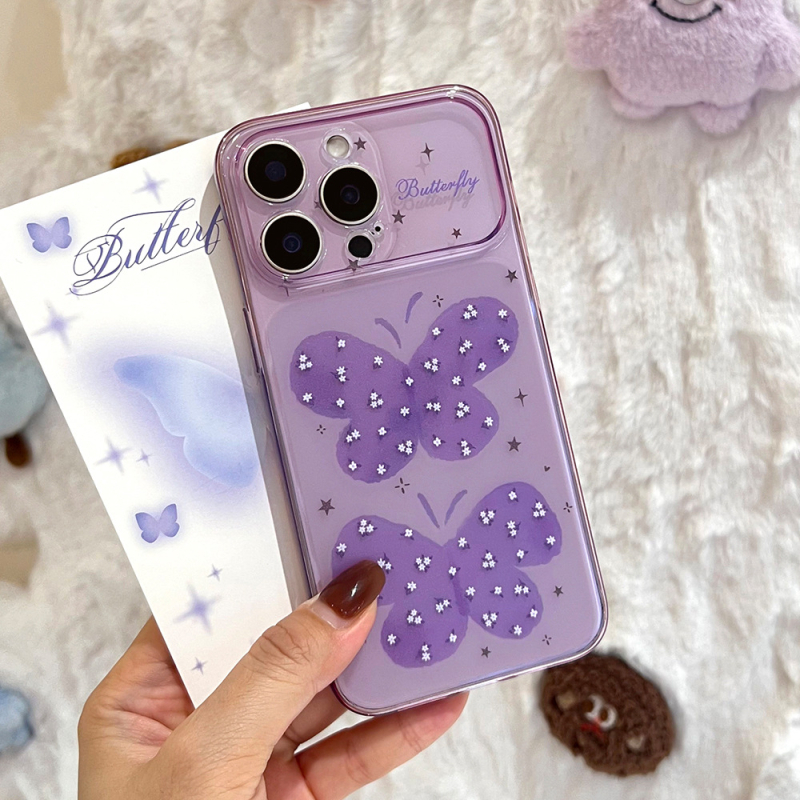 Carcasă pentru iPhone 17 cu luciu mov, fluture — schimbare instantanee, protecție completă, TPU mat