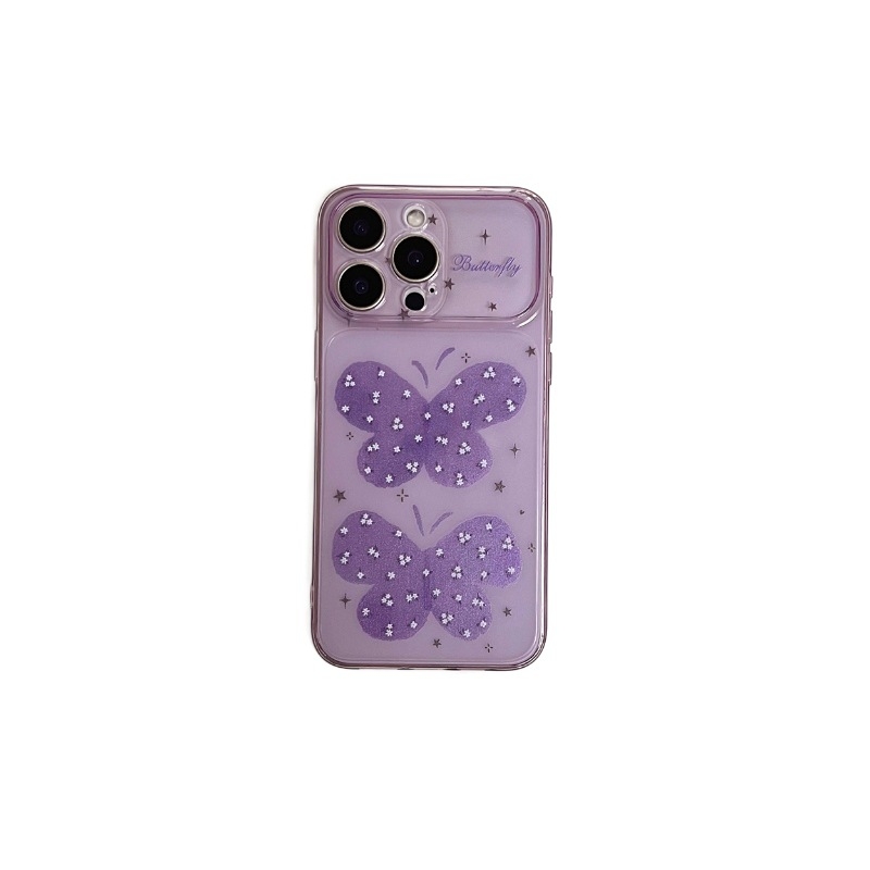 Carcasă pentru iPhone 17 cu luciu mov, fluture — schimbare instantanee, protecție completă, TPU mat