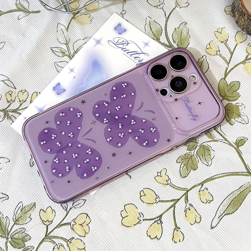Carcasă pentru iPhone 17 cu luciu mov, fluture — schimbare instantanee, protecție completă, TPU mat
