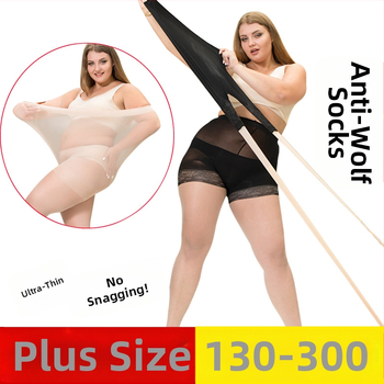 Dresuri dama plus-size anti-snag cu șorturi de siguranță integrate, negre, 15D, tăiere reglabilă