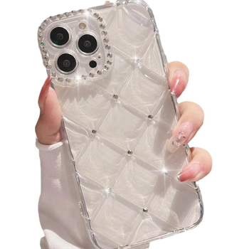 Carcasă pentru telefon cu model diamantat și cristale, husă din silicon transparentă, acoperire totală, antiderapantă, rezistentă la căderi, uzură, minimalistă și luxoasă.