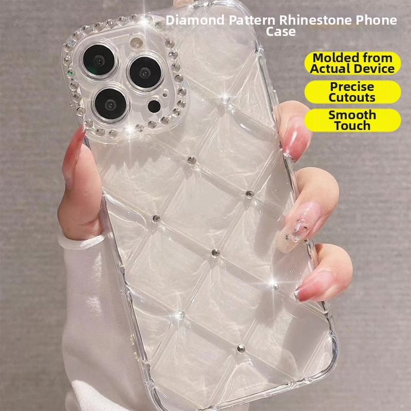 Carcasă pentru telefon cu model diamantat și cristale, husă din silicon transparentă, acoperire totală, antiderapantă, rezistentă la căderi, uzură, minimalistă și luxoasă.