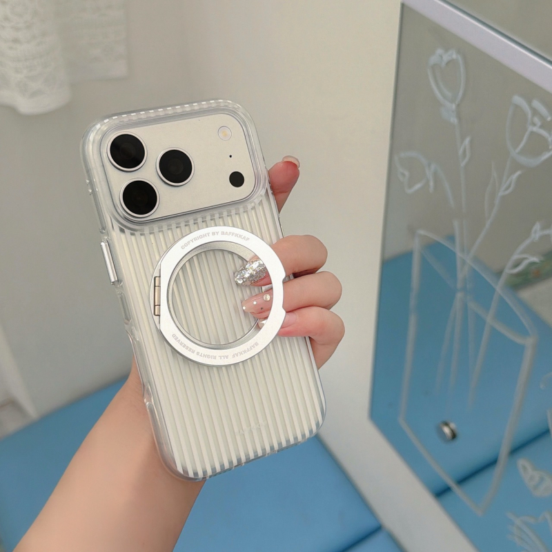 Husă de telefon INS style cu dungi minimaliste și suport 360° integrat pentru iPhone 15 Pro și iPhone 17 Pro
