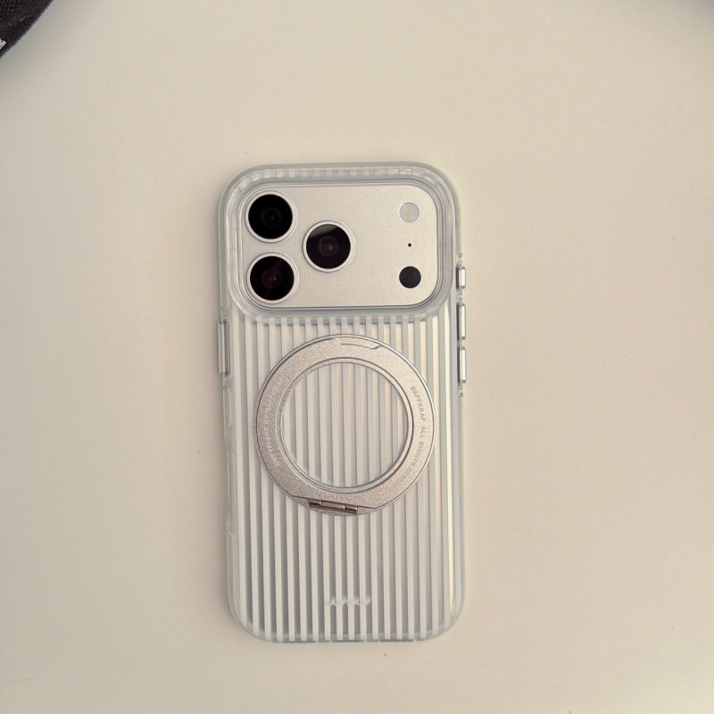 Husă de telefon INS style cu dungi minimaliste și suport 360° integrat pentru iPhone 15 Pro și iPhone 17 Pro