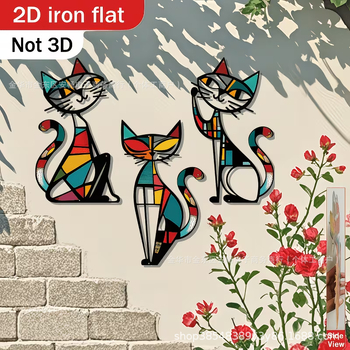 Noul set de 3 piese pentru comerț transfrontalier: pisică decor Putuo, decor de perete din metal, pandantiv de pisică din fier