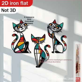 Noul set de 3 piese pentru comerț transfrontalier: pisică decor Putuo, decor de perete din metal, pandantiv de pisică din fier