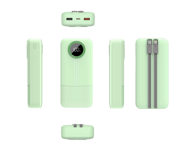 Power bank cu cablu încorporat, 20.000 mAh, capacitate mare, încărcare rapidă, afișaj digital al nivelului bateriei.