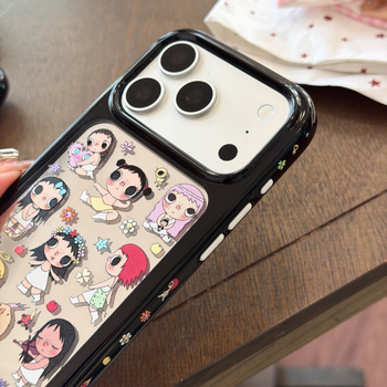 Carcasă oglindă cu design cartoon pentru iPhone 17 Pro Max și iPhone 15/16 Pro – Xiaoyu, vedere laterală 14
