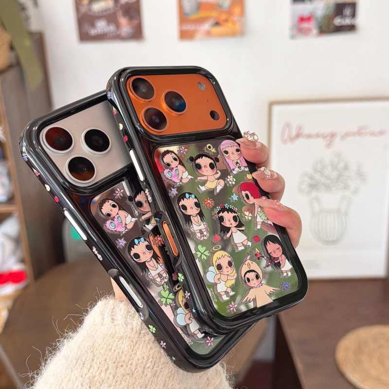 Carcasă oglindă cu design cartoon pentru iPhone 17 Pro Max și iPhone 15/16 Pro – Xiaoyu, vedere laterală 14