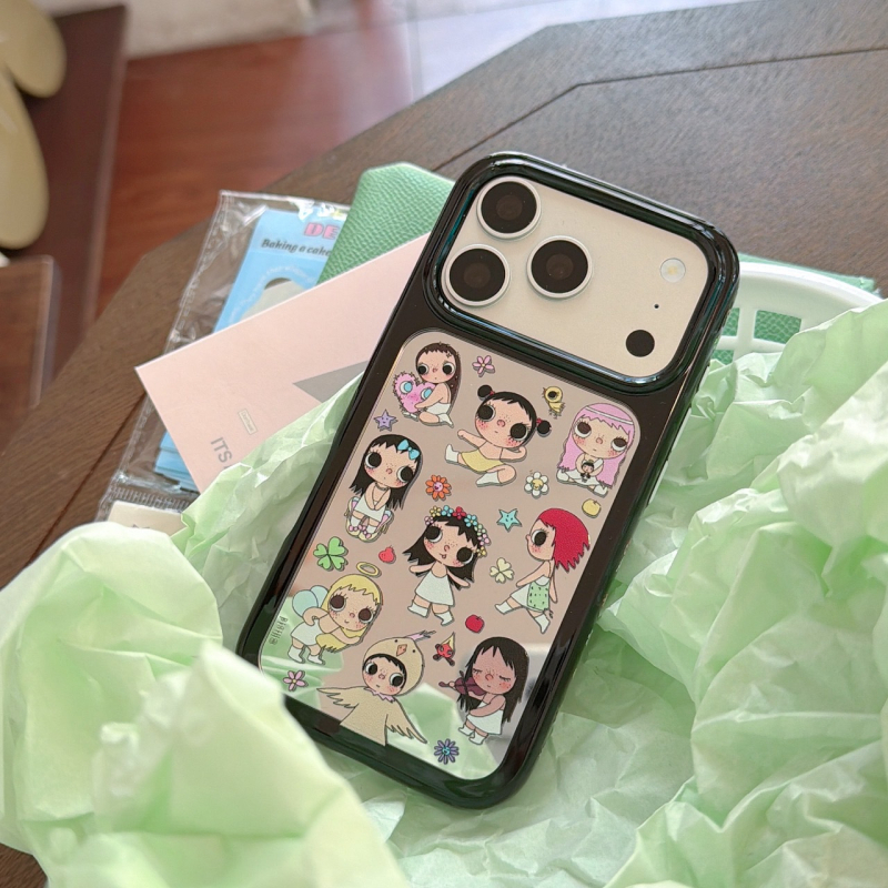 Carcasă oglindă cu design cartoon pentru iPhone 17 Pro Max și iPhone 15/16 Pro – Xiaoyu, vedere laterală 14