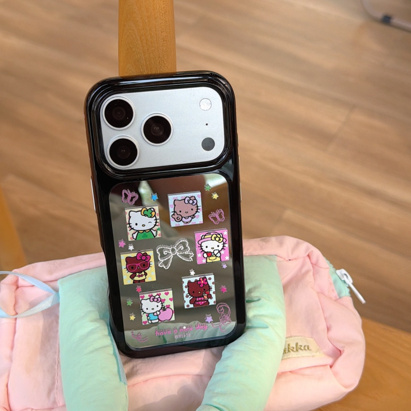 Carcasă oglindă cu design cartoon pentru iPhone 17 Pro Max și iPhone 15/16 Pro – Xiaoyu, vedere laterală 14