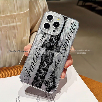 Husa Apple Lace Pro Max pentru iPhone 17 Pro Max, design cu fir de pene pentru iPhone 16 Pro, carcasă rigidă pentru 14 Pro, sexy 13/12