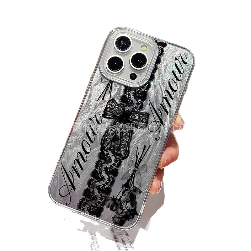 Husa Apple Lace Pro Max pentru iPhone 17 Pro Max, design cu fir de pene pentru iPhone 16 Pro, carcasă rigidă pentru 14 Pro, sexy 13/12