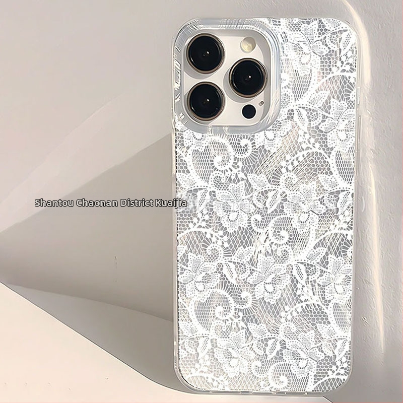 Husa Apple Lace Pro Max pentru iPhone 17 Pro Max, design cu fir de pene pentru iPhone 16 Pro, carcasă rigidă pentru 14 Pro, sexy 13/12