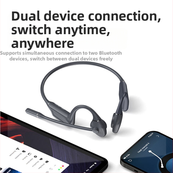 Căști pliabile cu conducție osoasă, IPX6 impermeabile, pernuțe din silicon, design deschis, Bluetooth 5.0, conectare duală, autonomie peste 8 ore