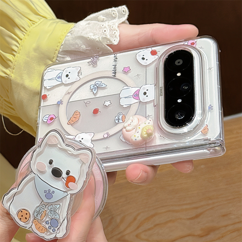 Carcasă de telefon cu câine desenat și suport basculant pentru Huawei PuraXMAX — transparentă, magnetică, anti-cadere