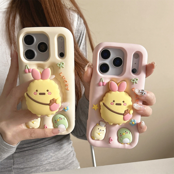 Carcasă cu design cartoon și suport pentru iPhone 12–17 Pro/Pro Max, silicon, antișoc