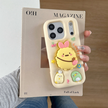 Carcasă cu design cartoon și suport pentru iPhone 12–17 Pro/Pro Max, silicon, antișoc