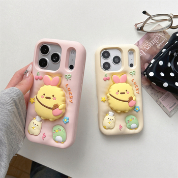 Carcasă cu design cartoon și suport pentru iPhone 12–17 Pro/Pro Max, silicon, antișoc
