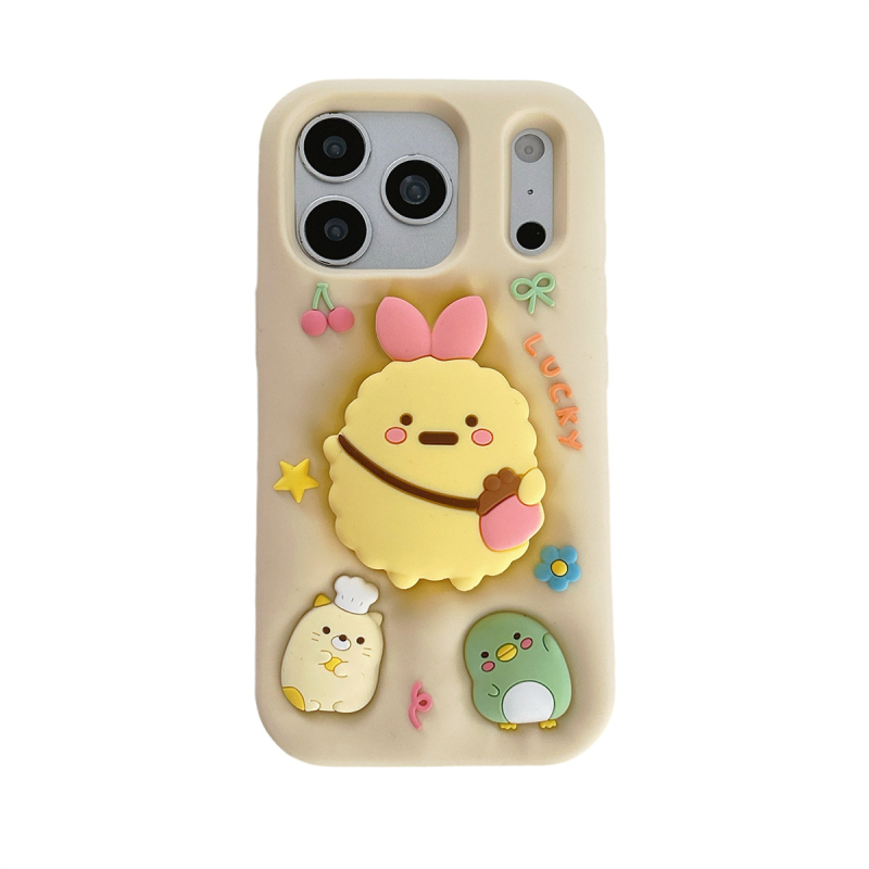 Carcasă cu design cartoon și suport pentru iPhone 12–17 Pro/Pro Max, silicon, antișoc