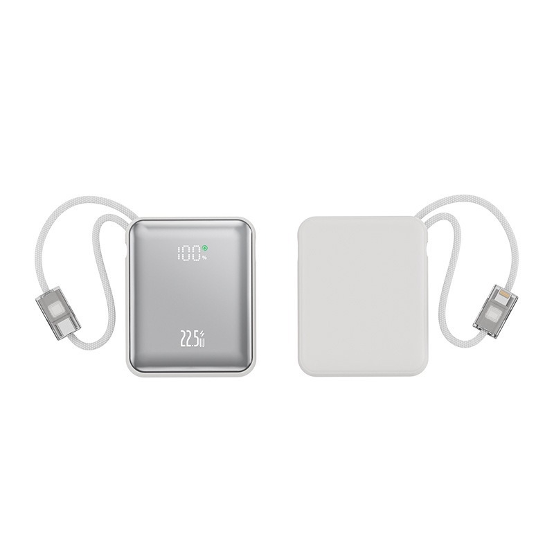 Power Bank mini de 10000mAh, cablu împletit încorporat, încărcare rapidă PD 2.0