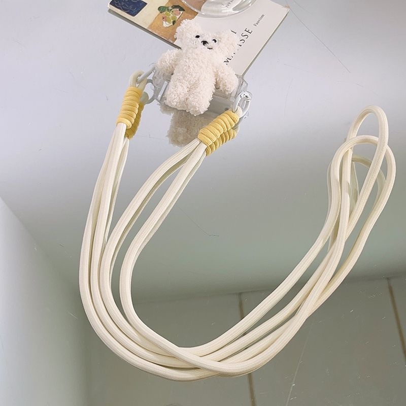 Carcasă pentru telefon cu ursuleț desen animat, șnur lung pentru gât/umăr și clips pe spate, curea țesută maro