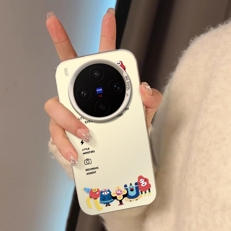 Carcasă Vivo X200, design desen animat nou, acoperire totală 300 Ultra, anti-cadere, monstru mic în formă de inimă