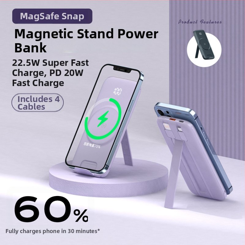 Bezdrôtová magnetická powerbanka MagSafe 20000 mAh so vstavaným štvorvodičovým stojanom
