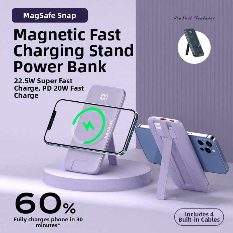 Bezdrôtová magnetická powerbanka MagSafe 20000 mAh so vstavaným štvorvodičovým stojanom