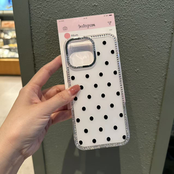 Carcasă din silicon cu model diamant-punct, cadru complet, pentru iPhone 17 Pro Max, iPhone 15 Pro și iPhone 12