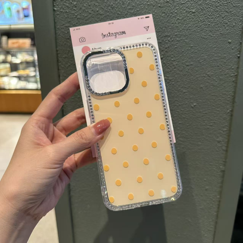Carcasă din silicon cu model diamant-punct, cadru complet, pentru iPhone 17 Pro Max, iPhone 15 Pro și iPhone 12