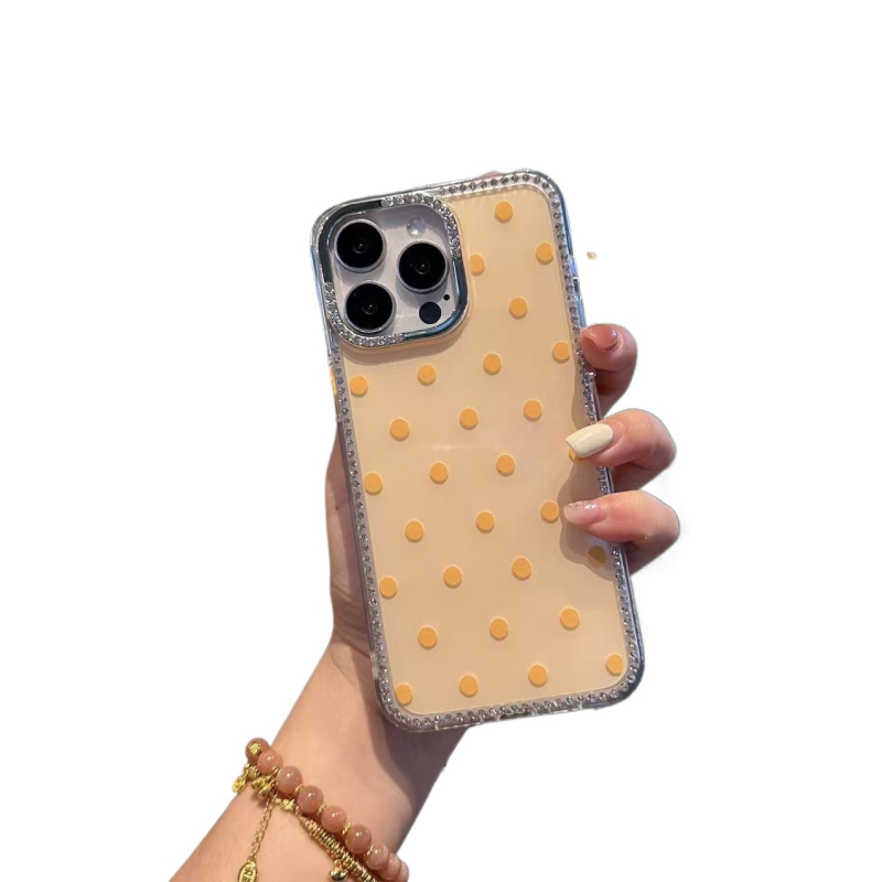 Carcasă din silicon cu model diamant-punct, cadru complet, pentru iPhone 17 Pro Max, iPhone 15 Pro și iPhone 12