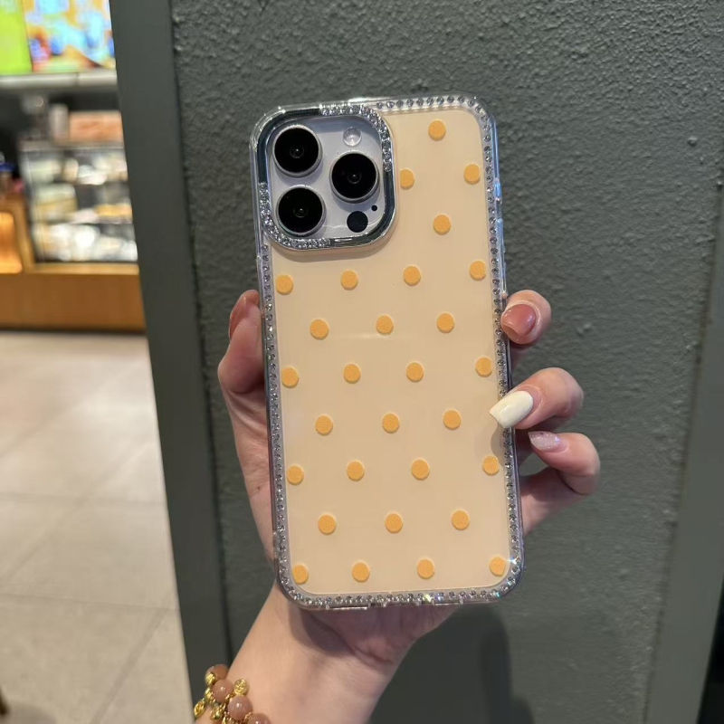 Carcasă din silicon cu model diamant-punct, cadru complet, pentru iPhone 17 Pro Max, iPhone 15 Pro și iPhone 12