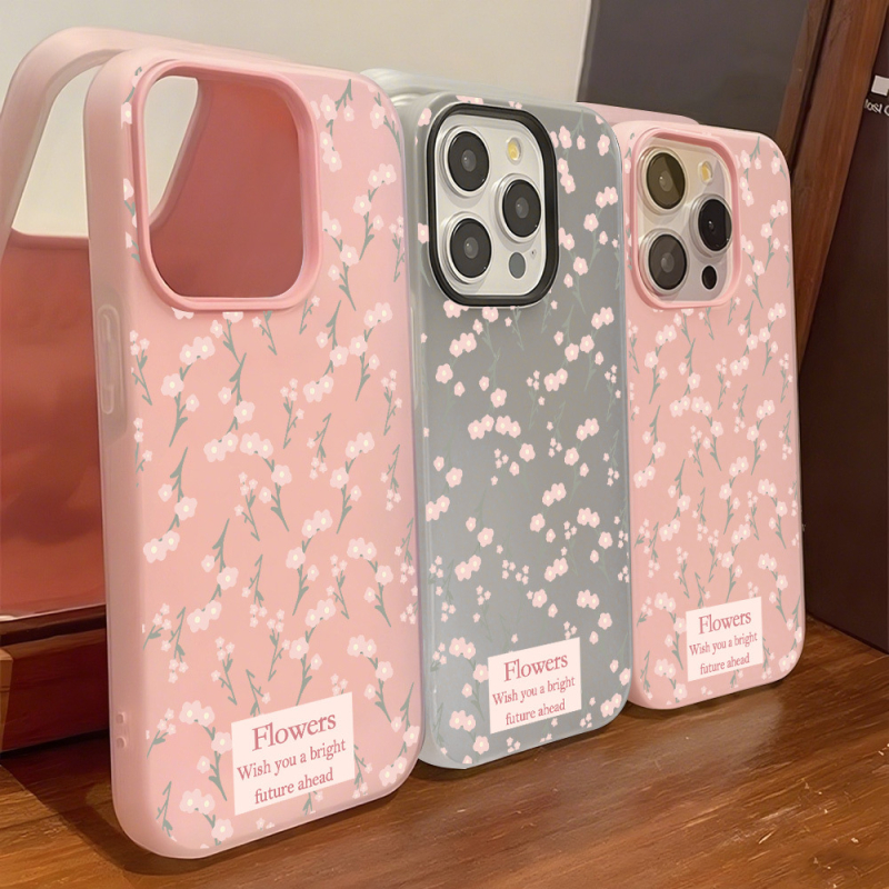 Husă de telefon în stil Ins cu flori de cireș, compatibilă cu iPhone 17 Pro Max și iPhone 15 Pro — protecție antișoc, design unic