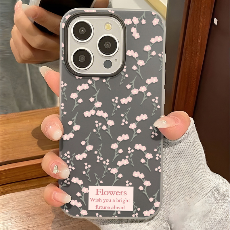Husă de telefon în stil Ins cu flori de cireș, compatibilă cu iPhone 17 Pro Max și iPhone 15 Pro — protecție antișoc, design unic