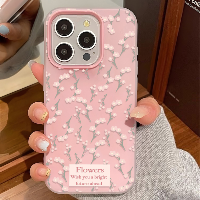 Husă de telefon în stil Ins cu flori de cireș, compatibilă cu iPhone 17 Pro Max și iPhone 15 Pro — protecție antișoc, design unic